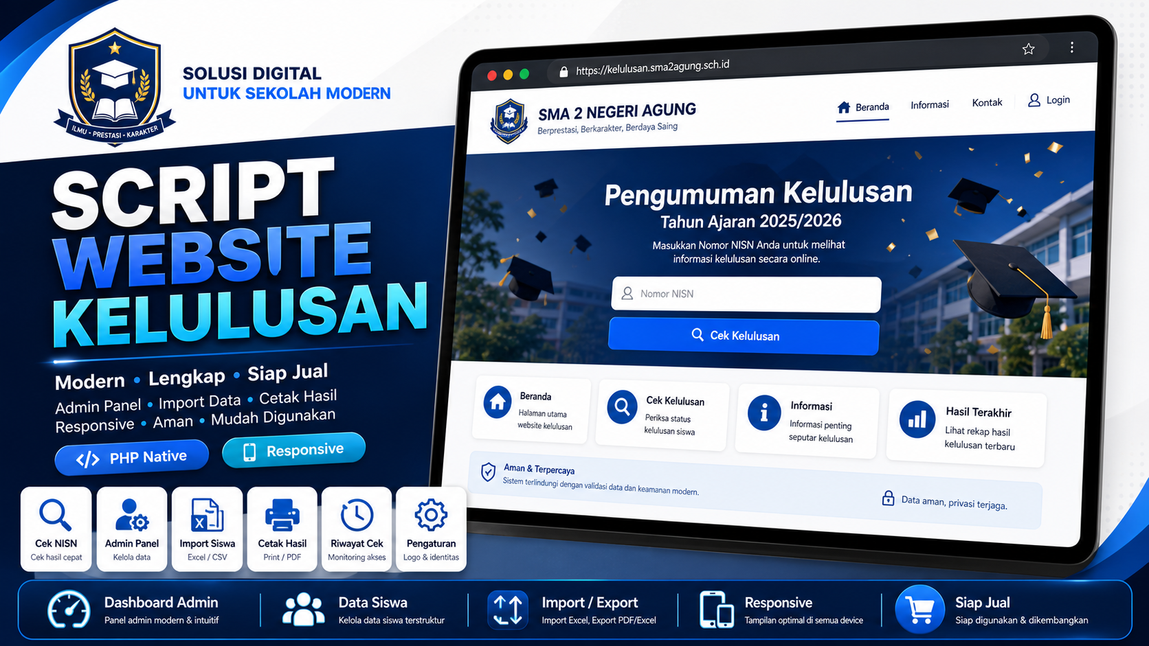 SCRIPT WEB PENGUMUMAN KELULUSAN DIGITAL SEKOLAH